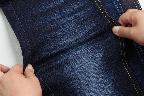 قیمت خوب 11.8 اونس کراس سلب پنبه مخلوط اسپاندکس پارچه ژنیم آبی برای مرد شلوار جین کشش بازار هند سبک Desizing Fleecing آنلاین