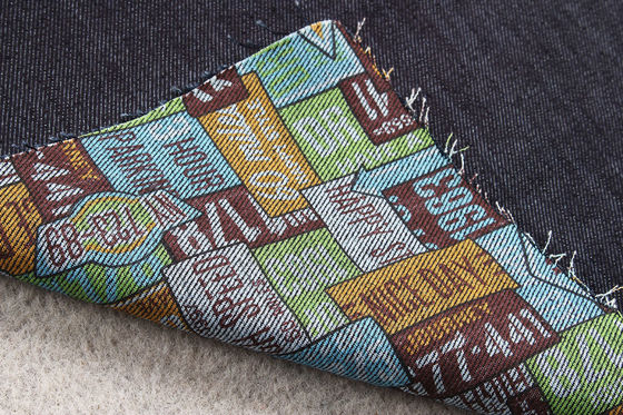 قیمت خوب 13 اونس پارچه پارچه جناغی جین با الگوی چاپ سفارشی صورت و پشت آنلاین